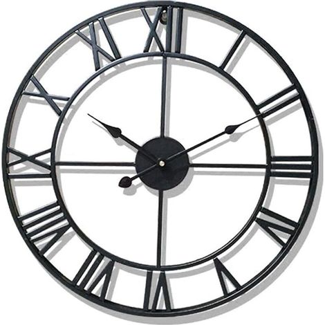 Horloge de jardin extérieure étanche – Métal noir – Numérique – Résistante aux intempéries – Installation facile sur mur