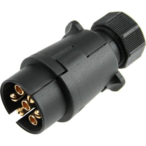 60462 7-poliger Anhängerstecker, männlich, Auto-, Caravan-Stecker, 12 V Schwarz