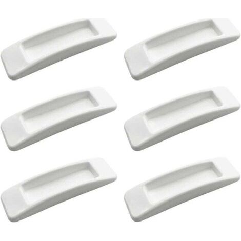 Pair Paquet de 6 poignées de sécurité de porte coulissante auto-adhésives (blanches), faciles à ouvrir, poignées à pression, poignées de tiroir, poignées auto-adhésives en plastique pour armoire de cu (1/4)
