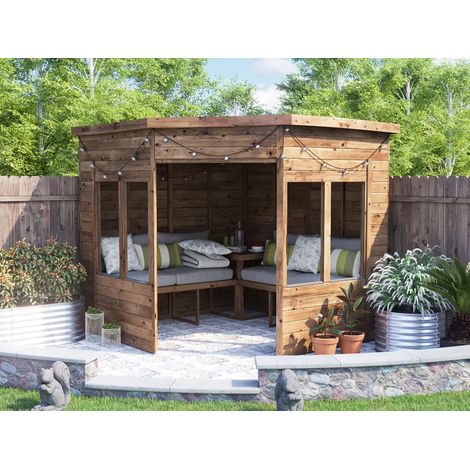 Dunster House Corner Garden Arbour, W2.4m x D2.4m / W8' x D8', Pressure Treated, Apocallipo (1/5)