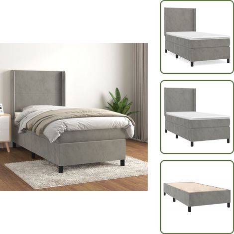 Boxspringbett mit Matratze Hellgrau 90x200 cm Samt - Samtbett - Boxspringbett - Doppelbett - Bettauflage - Matratze (1/5)