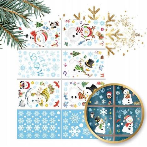 Pegatinas navideñas para ventanas Ecarla, coloridas, 8 hojas, 20x30cm, NKD13 (1/5)