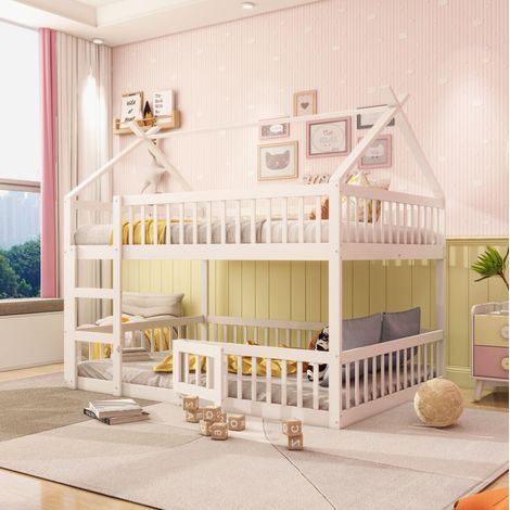 MEUBLIV Etagenbett 140x200 cm weiß – mit Treppe und Rausfallschutz, ohne Matratze (1/5)