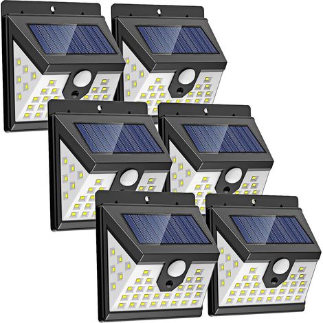 40 LED Solar-Gartenleuchten für den Außenbereich, 270° Weitwinkel, wasserdicht, mit Bewegungsmelder, Solar-Sicherheitsleuchten für Tor, Hof, Garage, Einfahrt 【6er-Pack/3 Modi】