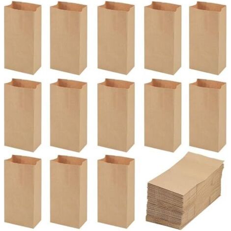 BUNTHAUS Lntyq – Lot de 100 sachets en papier kraft 9x5,5x18 cm – Sac cadeau marron pour bonbons et petits objets – Écologique et durable