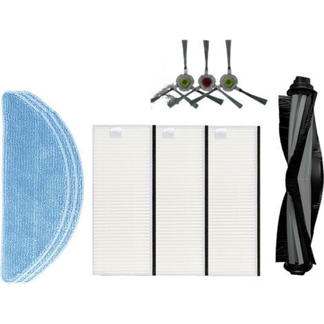 Remplacement compatible avec robot aspirateur Honiture G20 / G20 Pro, 1 brosse rotative, 3 brosses latérales, 3 filtres Hepa, 3 lingettes serpillière accessoires de rechange (1/5)