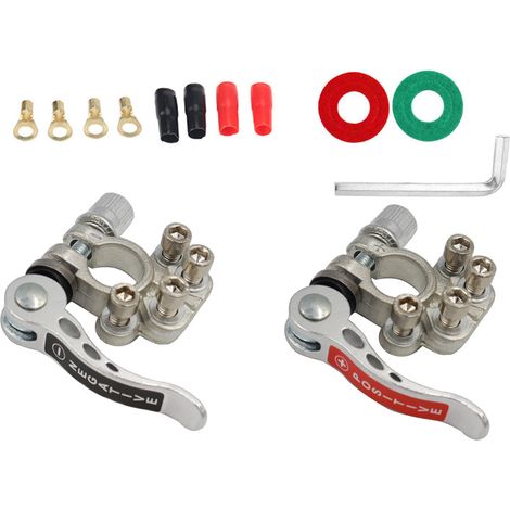 Connecteur de Borne de Batterie,Cosse Batterie de Borne Supérieure Électrodes Bornes Positives et Négatives de Type SAE/JIS A,pour Voitures, Camions, Autobus (1 Paire) (1/2)