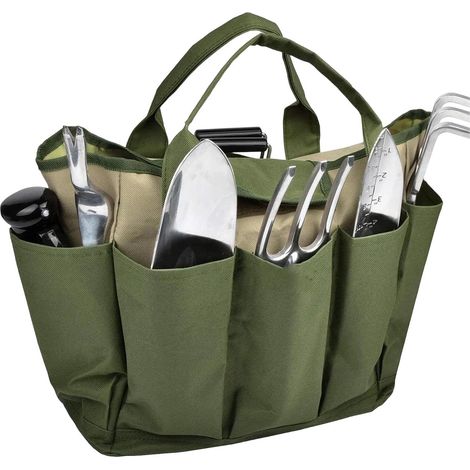 Sac de Rangement pour Outils de Jardinage 8 Poches Latérales Imperméables Organisateur De Transport D'Outils De Jardinage pour Gants Ciseaux Râteaux (1/5)