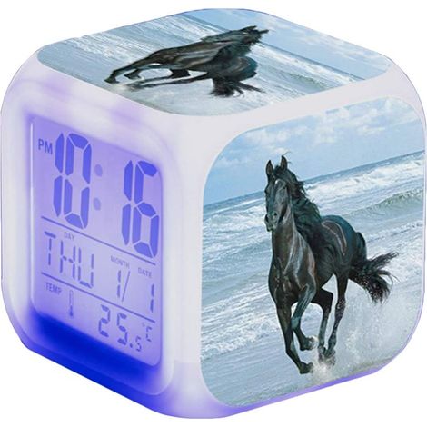 Zenithia Réveil Cheval - LED Alarme Animale avec lumière Brillant (1/4)