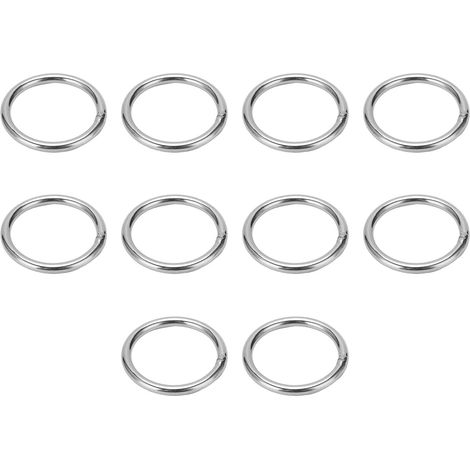 10Pcs O Rings, 304 Acier Inoxydable 4x40mm Multifonctionnel O Ring, Anneaux Ronds Soudés pour Sangles, Ceintures, Sacs, Laisse De Chien, Camping, Etc. (1/5)