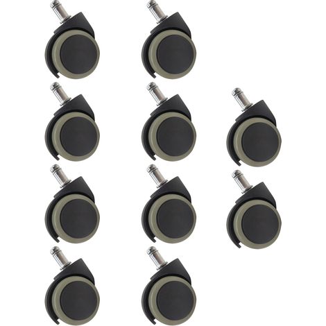 Lot de 10 roulettes pour chaise de bureau 5 cm vert kaki, roues pivotantes avec ressorts en nylon, accessoires de remplacement pour fauteuil directionnel (1/5)