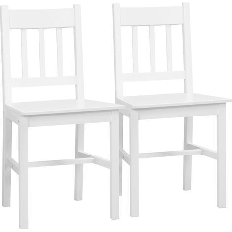 2er-Set Esszimmerstühle Küchenstühle Stühle, Massivholz, 41 cm x 46,5 cm x 85,5 cm, Weiß