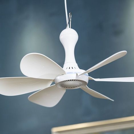 Ventilateur de plafond mobile 6 pales – Crochet de suspension – Silencieux – 230V – Longueur câble 100 cm – Pour grands espaces