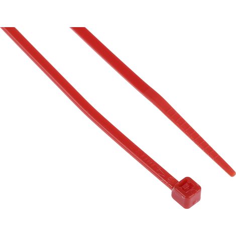 Serre-câble RS PRO Rouge en Nylon 66, 203mm x 2,5 mm ( Prix pour Sachet de 100 )