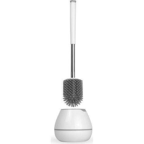 1pcBrosse de toilette à poils souples nettoyant de toilette à tête en caoutchouc support en plastique inclus tête deBrosse robuste et facile à nettoyer tête deBrosse durable sans rayures (1/5)
