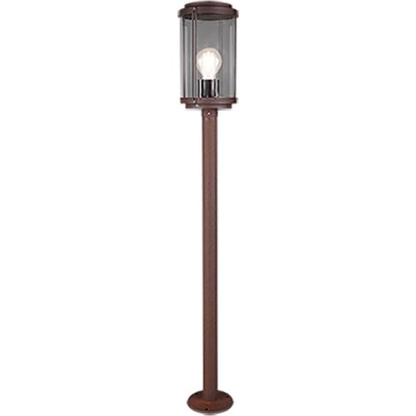 TANARO PALO ALTO DA ESTERNO FUSIONE DI ALLUMINIO EFFETTO RUGGINE CON DIFFUSORE VETRO TRASPARENTE IP44 H.100CM. E27 (1/4)