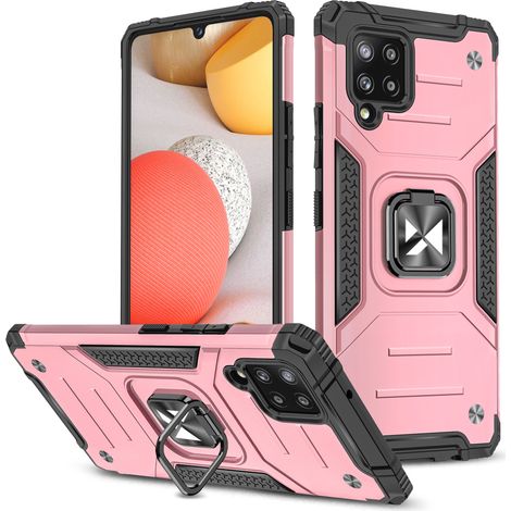 Cover protettiva rinforzata + supporto magnetico per Samsung Galaxy A42 5G, colore rosa, Ring Armor. (1/5)