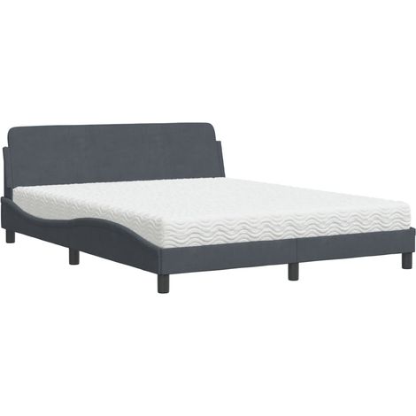 Cama con colchón Dover terciopelo gris oscuro 160x200 cm vidaXL (1/5)