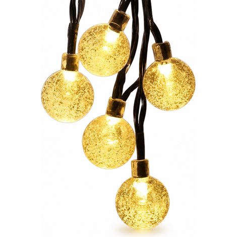 Guirlande Solaire LED Boules, Blanc Chaud, Étanche pour Extérieur et Camping, 100 LED, 8 Modes (1/5)