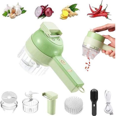 Hachoir à légumes - Trancheuse à légumes électrique - Mini mixeur électrique - Coupe-légumes - Hachoir - Design ergonomique - Tranch (1/5)