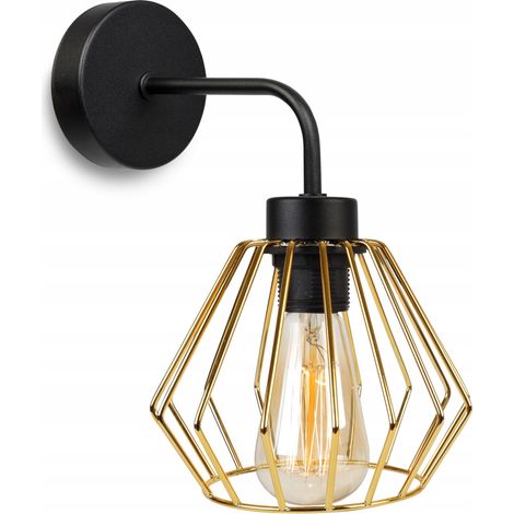 ELEGANTE LÁMPARA DE PARED RETRO DE ALAMBRE DORADO LOFT