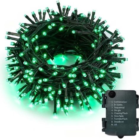 Batteriebetriebene Beleuchtung 100 LEDs 10 m LED-Lichterkette für den Innen und Außenbereich mit Timer 8 Einstellungen Ideal für Weihnachten und Grün (1/5)