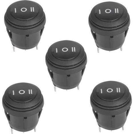 Wippschalter, 5er-Pack, SPST-Einrastschalter EIN/AUS/EIN, 3-polig, 3-Positionen, rund, 10 A/125 V, 6 A/250 V, Boots-Wippschalter für Auto/Boot (1/5)