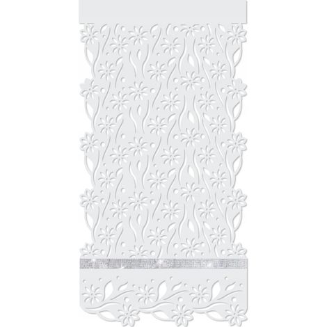 P47 Moderner und eleganter Vorhang mit durchbrochenem Muster und glamourösem Blumenmuster, 60 x 120 cm, weiß