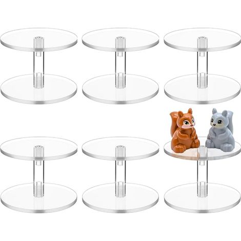 Juego de 6 soportes redondos de acrílico, 7x5 cm, soportes voladores en miniatura para joyas preciosas o decoración.