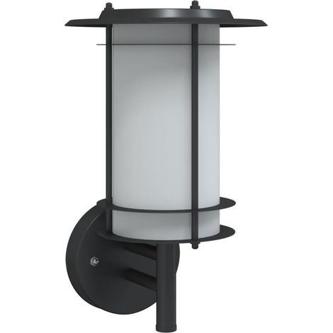 Applique murale d'extérieur design moderne 19 x 19 x 31 cm épurée polyvalente en acier inoxydable noir