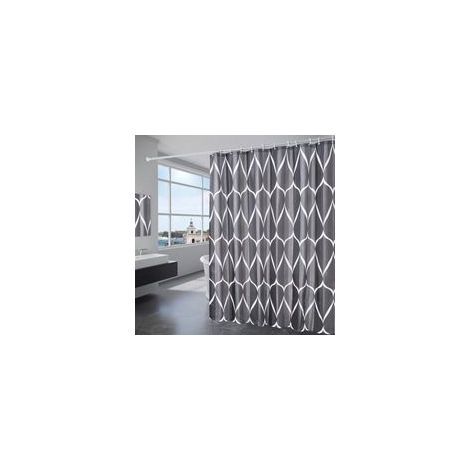 Cortina de ducha impermeable sencilla de 180 x 200 cm (Negro Inteligente), fabricada en poliéster grueso, lavable a máquina.