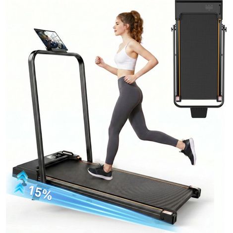 Laufband 2 in 1, Neigung 15%, Geschwindigkeit 1-10 KM/H, Motor 2.5 HP, mit LED-Anzeige und kabrierter Magnetfernbedienung. (1/5)