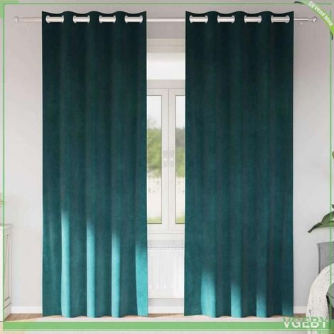 4107210 Rideaux occultants 2 pcs Vert foncé 140 x 225 cm Velours (1/5)