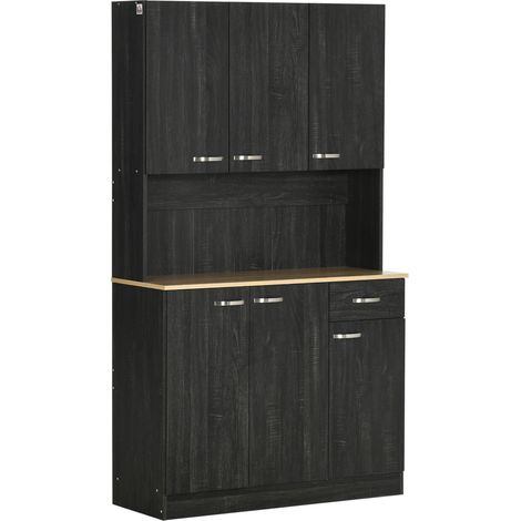 Armoire de cuisine contemporaine multi-rangements blanc gris (1/5)