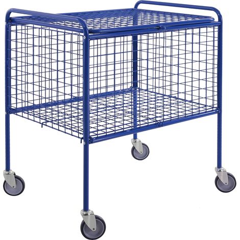 Kongamek Gitterwagen 800x600x915mm in blau mit 100kg Tragkraft und Gummibereifung Ø125mm