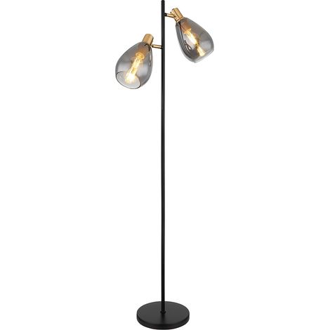 Globo - stehlampe - Fanni - schwarz - glas rauchglas -