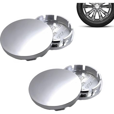 Cache Moyeu pour Voiture, OD 56mm ID 53mm, Centre de Jante Capuchons, Roue Couvre, Chapeaux, Argent, Enjoliveur (1/5)