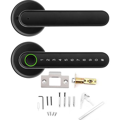 Serrure de porte intelligente à empreintes digitales, Bluetooth, mot de passe, clé App, déverrouillage USB électronique pour le bureau et la maison (1/5)