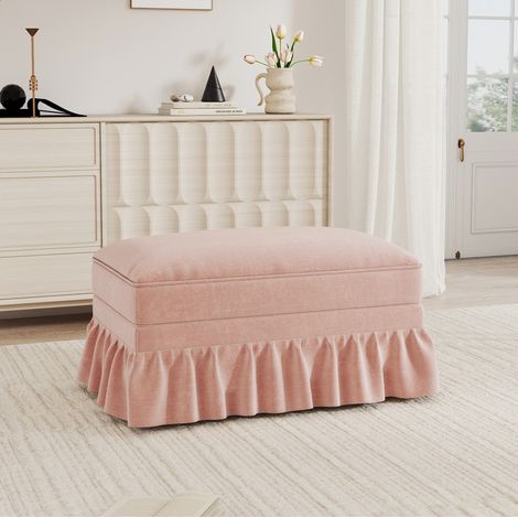 Divano chenille rosa con gonna rimovibile OKMYHOME (1/5)