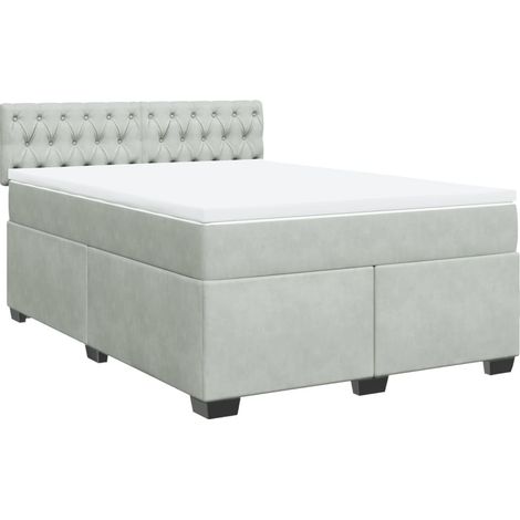 Maison Exclusive - Giroletto a Molle con Materasso Grigio Chiaro 140x200cm Velluto (1/5)