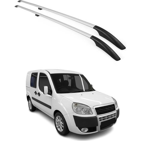 OMAC Barres de Toit longitudinales pour Fiat Doblo 2000-2010 L1 Aluminium Gris 2Pcs