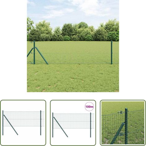 vidaXL Clôture moderne - Poteau de clôture. Vert 100 x 0,5 m (treillis de 25 x 25 mm) (1/5)