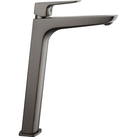 Grifo de Lavabo de Caño Alto Modelo MARRIOT Fabricado en Latón Monomando Acabado en Titanio (1/2)