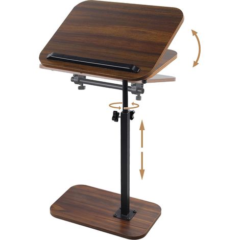 Table D'appoint en Forme de C Hauteur Réglable(45-80cm), 360° Pivotant 180° Basculant Bout de Canapé avec Fente pour Lit Baignoire, Table D'appoint Café pour Salon Chambre, Petite Espace (1/5)