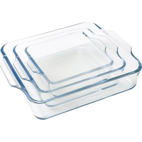 Lot de 3 Grand Plat Four - Verre Plat a Gratin - Plat Lasagne Four - Plat en Verre four（0.42L，0.78L，1.5L） (1/5)