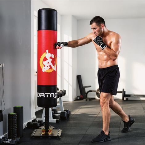 Sacco da boxe autoportante 156 cm in plastica rosso salvaspazio (1/5)