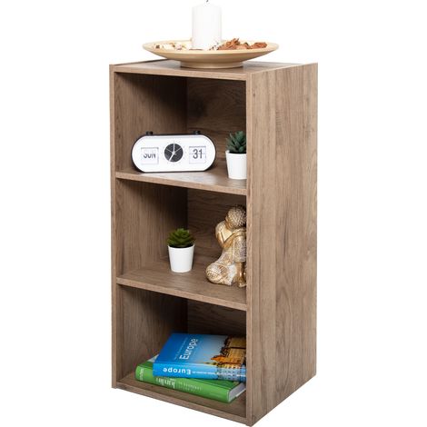 Iris Ohyama, Libreria, Mobile Contenitore, Mobile Laterale, 3 Ripiani Fissi, Design, Modulare, Ufficio, Camera, Soggiorno- Module Shelf MDB-3 - Marrone Cenere