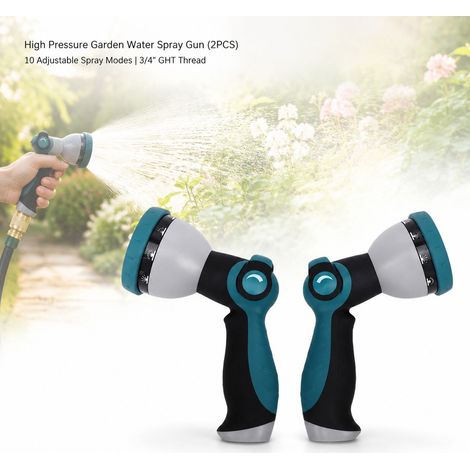 Set di 2 pistole per irrigazione Toivize - 10 modalità - ABS - Alta pressione - Ugello da giardino resistente per lavare auto e piante (1/4)