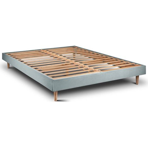 Sommier Kit Velours Gris bleuté 160x200 H29cm (1/5)