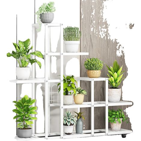 Soporte para plantas, diseño multinivel, portátil y duradero, H9036 Blanco (1/2)